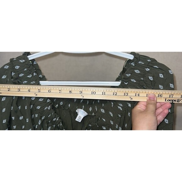 Time and Tru Women's Textured Mini Dress Puff Sleeves Size 2XL Color Green - Picture 3 of 4
